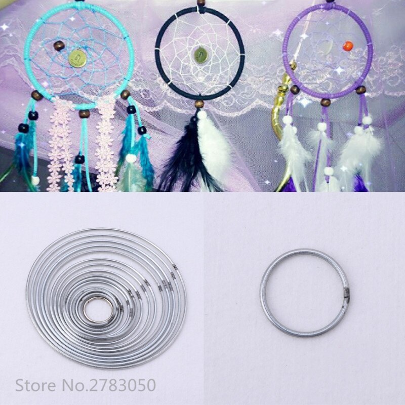 30-160mm 17 Size Ronde Metalen Hoop Zilver Dreamcatcher Ring Wandkleden Macrame Ambachten Thuis DIY Decor Droom catcher Accessoire