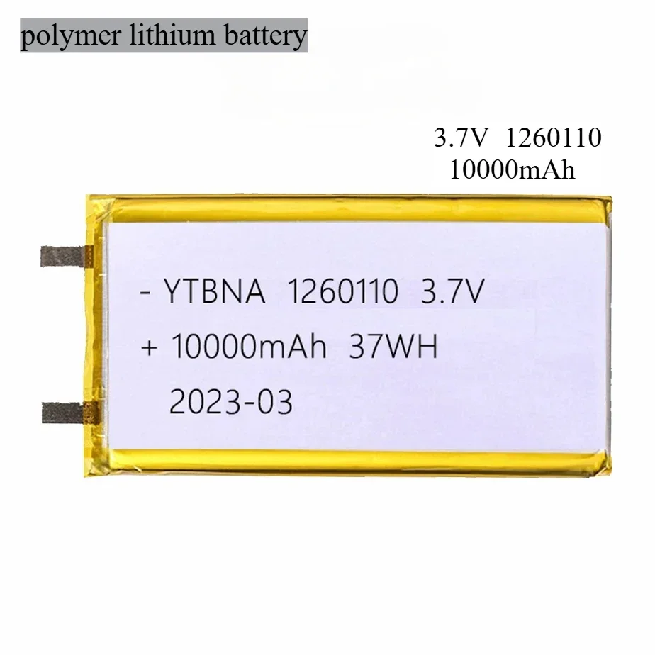1260110 3.7V 10000mAh polymer lithium battery/lithium ion battery for Power Bank,GPS capacity