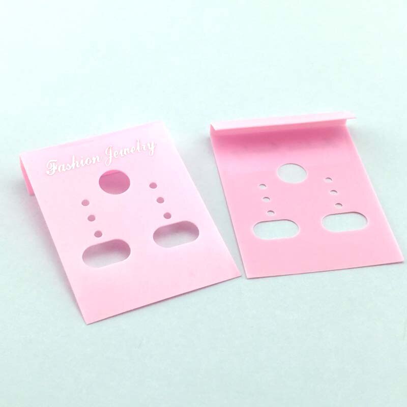 Zeroup 50 stk plast øreringe ørestikker kroge emballage display tag kort forsyninger til smykker 29 x 38mm: Lyserød