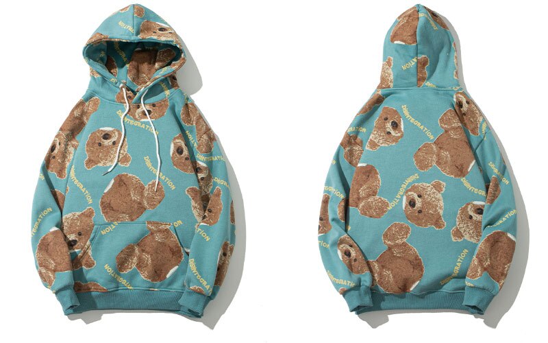 Gonthwid Hooded Sweatshirts Hip Hop Beer Print Fleece Hoodies Streetwear Heren Harajuku Casual Punk Rock Gothic Tops Uitloper Jas: Blue / L
