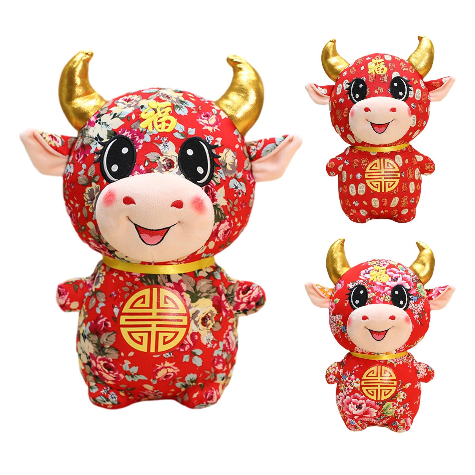 Chinese Jaar Decoratie Ox Jaar Zodiac Mascotte Pop Ox Knuffel Party