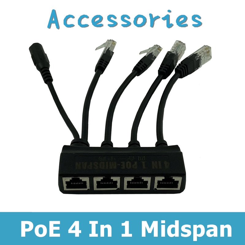 PoE 4 in 1 PoE Midspan Splitter Energie über Ethernet 10/ 100Mbps 2A DC 5V 12V 24V 48V 52V Band Abgeschirmt Für IP Kamera