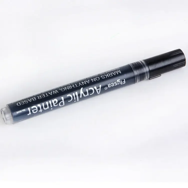 1pc White Acrylic Paint Pen for Rock Painting, Stone, Ceramic, Glass, Wood, Tire, Fabric Metal, Canvas Extra-fine Tip White: black