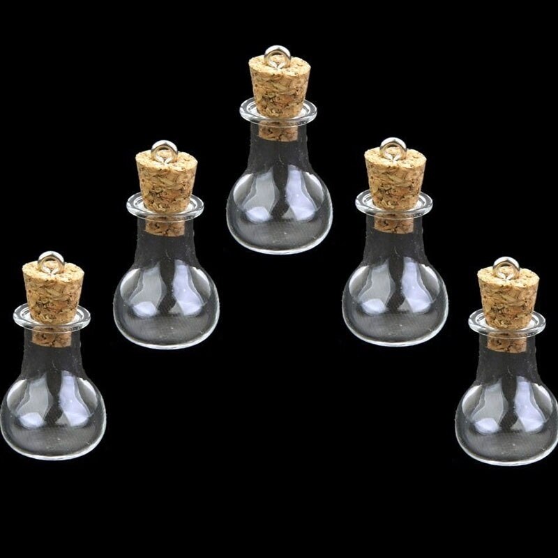 5 sztuk mini, któodnośnie chcą szklane butelki korka eliksir fiolki uroki naszyjnik wisiorek DIY