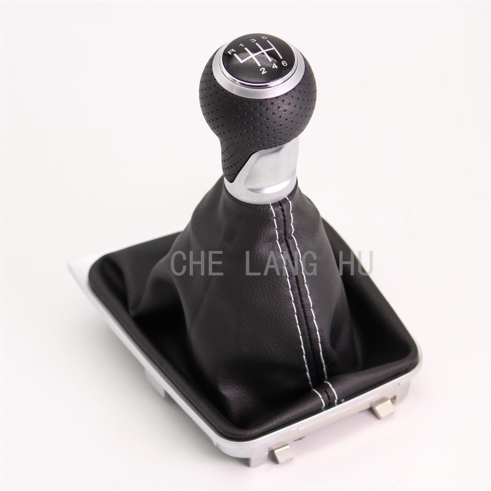 For vw golf 7 a7 mk7 gti gtd car-styling 5 speed 6 speed gear stick shift knob med svart skinnstøvel