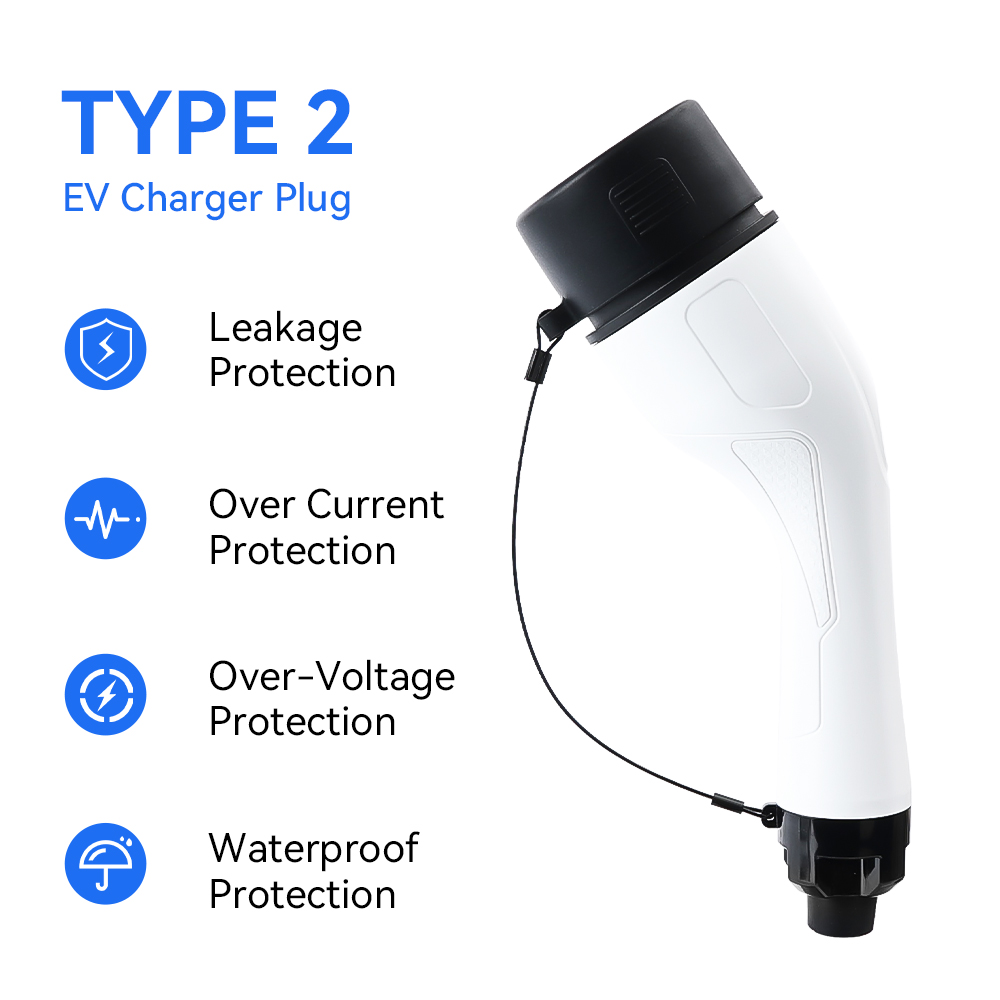 Jdmex type 2 hunn ev-laderplugg iec 62196 1 -faset evse-omformer 32a for ladestasjon for elbiler