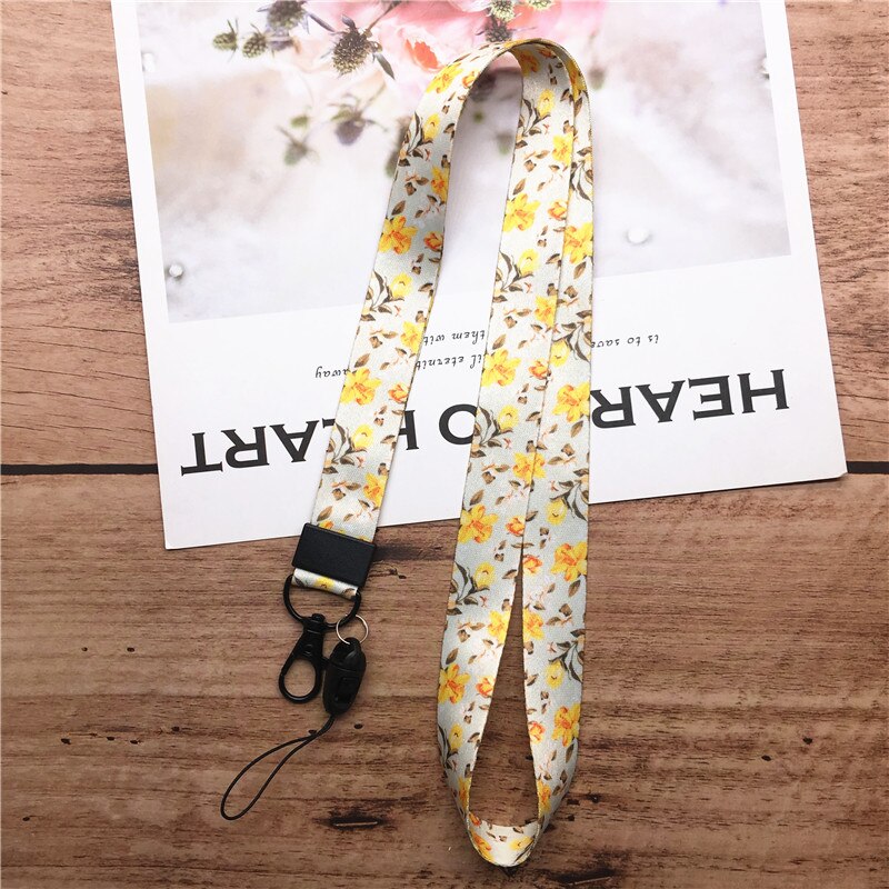 Correa para el cuello cordón para llaves de flores, portallaves con etiqueta de nombre USB, cuerda para colgar, Lariat multifunción