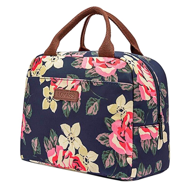 D0LF Lunch Tas Koeltas Vrouwen Tote Bloemen Printing Geïsoleerde Lunchbox Waterbestendig Thermische Lunch Tas Zachte Voering lunch Zakken: Default Title