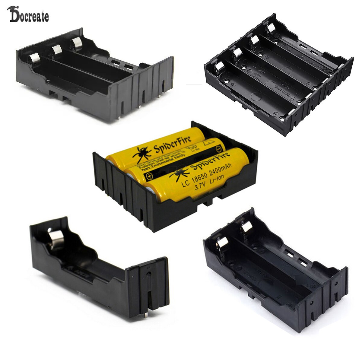 1 PCS DIY 1/2/3/4-Slot 18650 Battery Holder With Pins Batteries Case Container Hard Pin DIY ABS 18650 Power Bank Cases