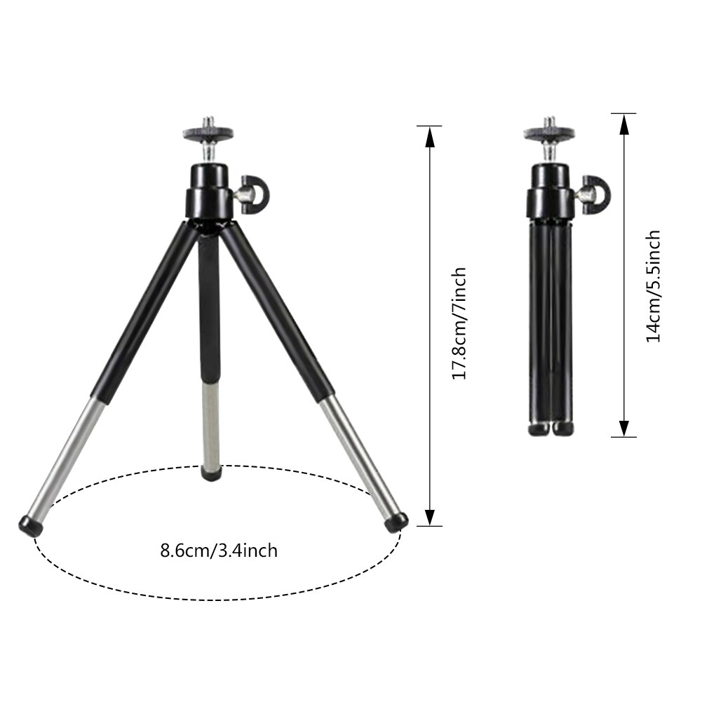 1pcs black Mini Tripod Aluminum Metal Lightweight Tripod Stand Mount For Digital Camera Webcam Phone DV Tripod
