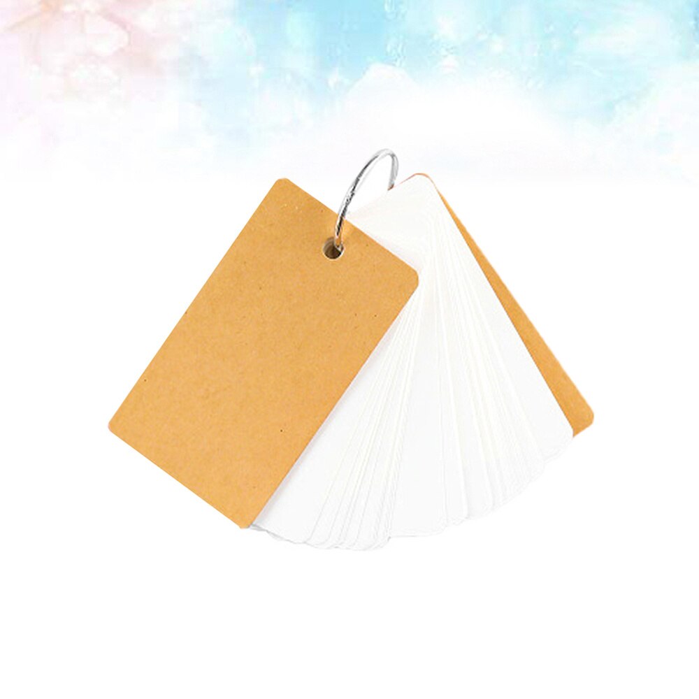 4Pcs Small Long Ring Book Portable Blank Travel Journal Notepad for Writing Drawing School Office (Kraft Paper, Light Blue Core): Picture 4