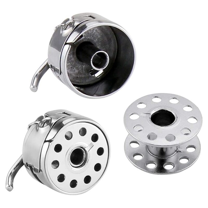 4Pcs Sewing Machine Bobbin Case Bobbin Holder with 28Pcs Metal Bobbins for Brother Janome Singer Kenmore