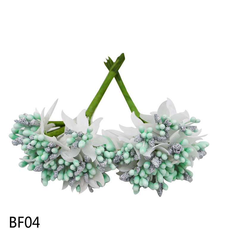 24 stk mini støvbærere bær guld sølv plastknop kunstig blomsterbuket scrapbooking håndværk bryllup dekoration fest forsyninger: Bf04