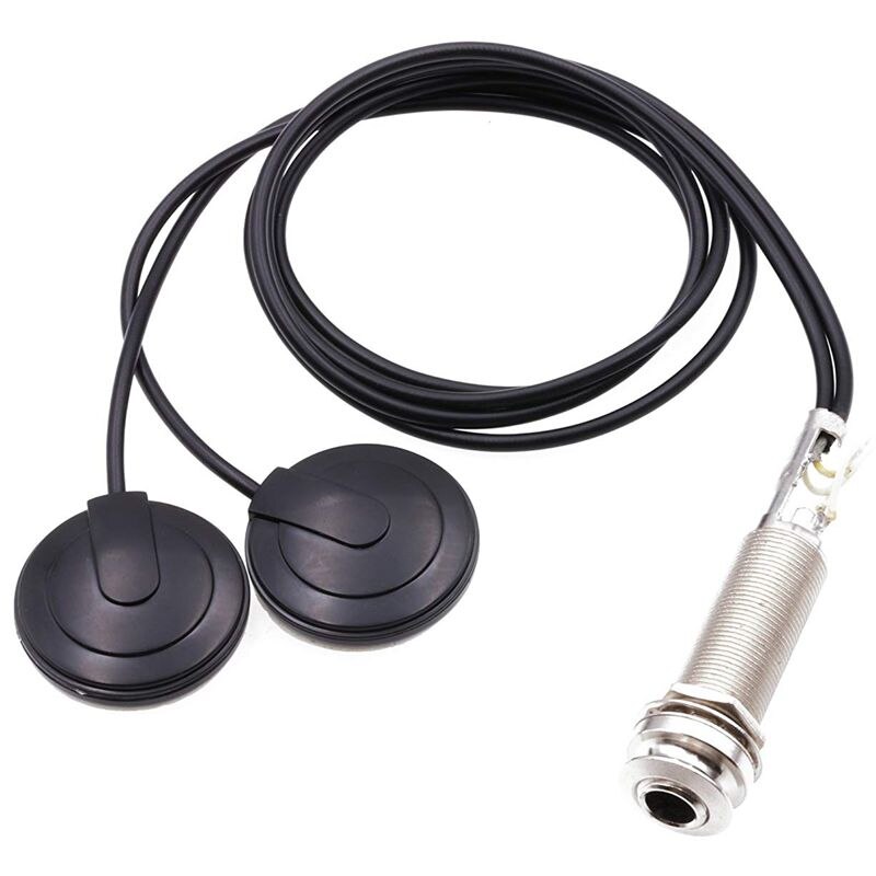 21-Inch Draad Lengte 1/4 Inch Output Jack 2 In 1 Piezo Pickup Disc Transducer Voor Gitaar Viool Ukulele mandoline Banjo Cello (Wi