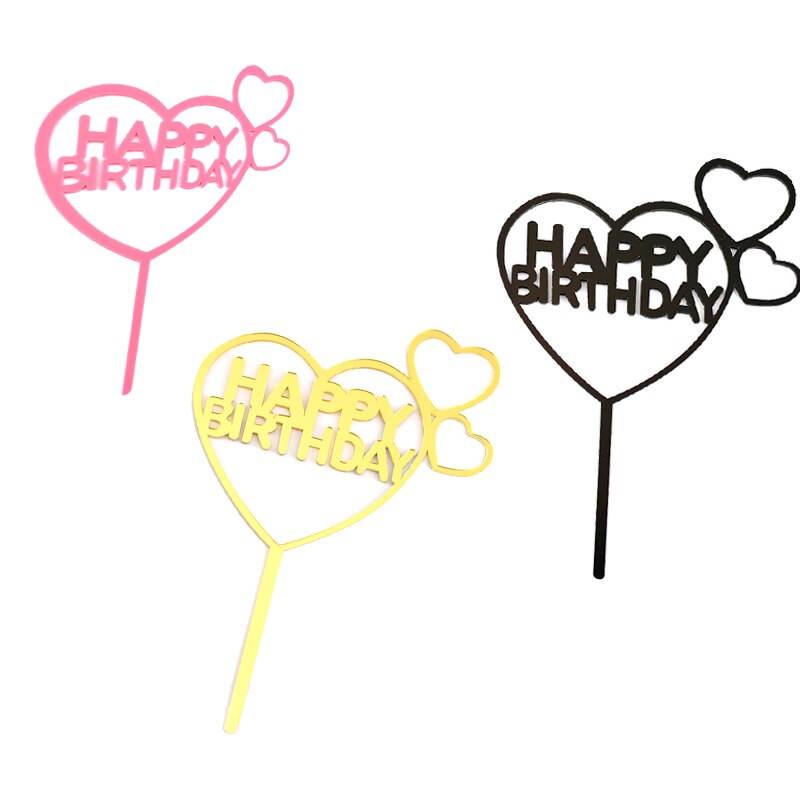 1PC Cake Topper Stars Sweet Love Heart Acrylic Happy Birthday Cake Topper Dessert Decoration for Birthday Party Lovely