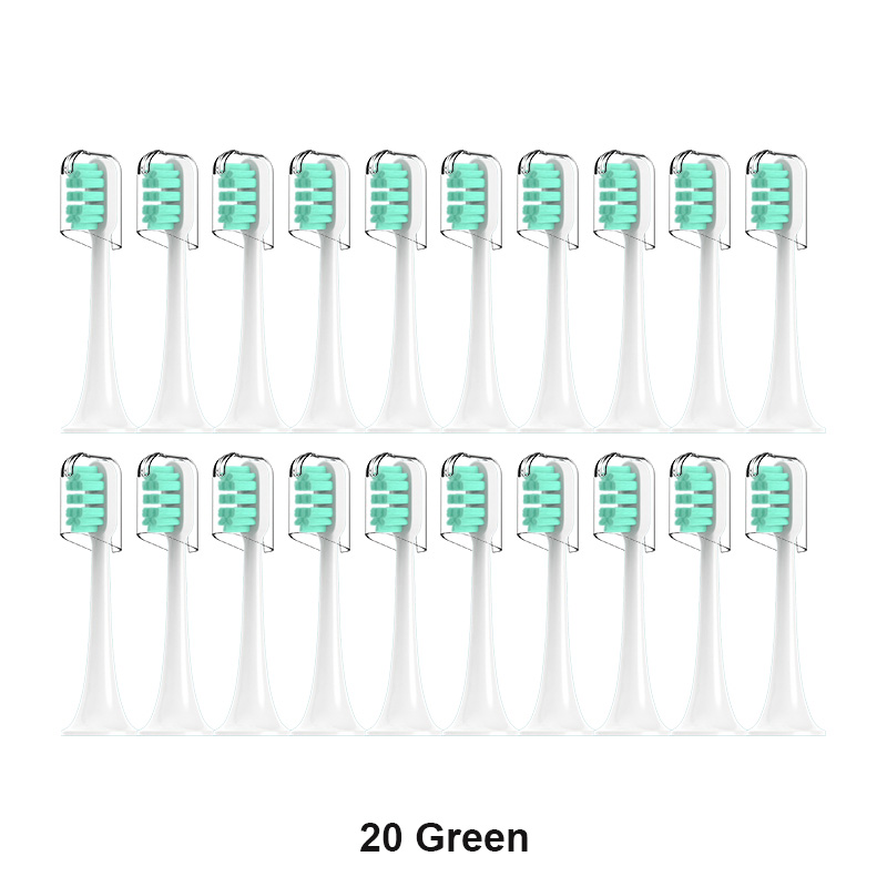 For xiaomi Mijia T300/T500/T700 Sonic Electric Toothbrush Heads Replaceable Refill Nozzles 4 Colors with Anti-Dust Caps 4/20Pcs: Ivory