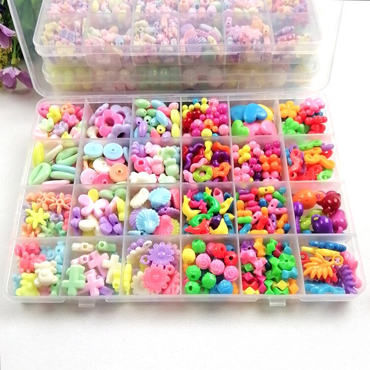 Jouets de perles pour enfants, 24 grilles, puzzle fait à la main, jouets pour filles, Kit Bracelets avec ensemble d&#39;accessoires: 2