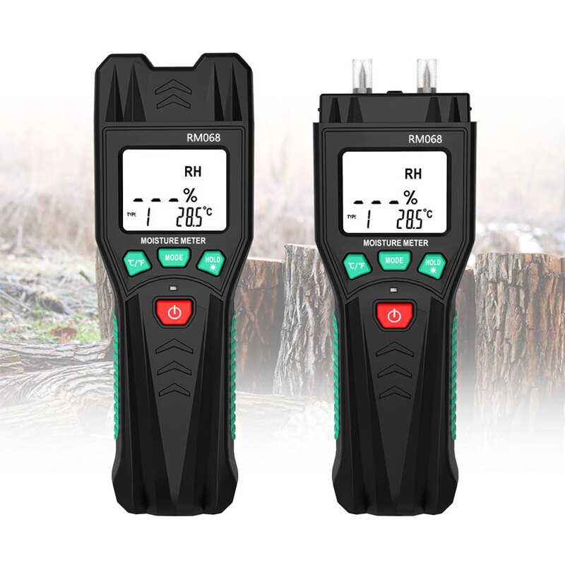 Digital Moisture Meter Pin Type Humidity Temperature Wood Tile Building Construction Moisture LCD Display Backlight