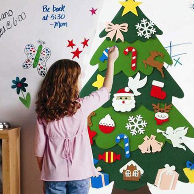 Babys Diy Vilt Kerstboom Nieuwjaar Deur Muur Opknoping Ornamenten Kunstmatige Boom Voor Kinderen Speelgoed Kerst Decoratie Voor Thuis
