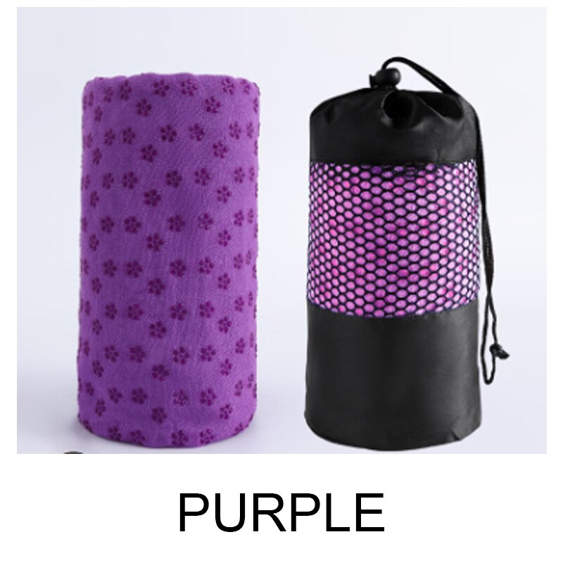 Sklisikkert yoga håndkle tepper saken anti skli pilates treningsstudio Fitness sport dun pledd 183*63cm myk behagelig med Mos bag: Lilla
