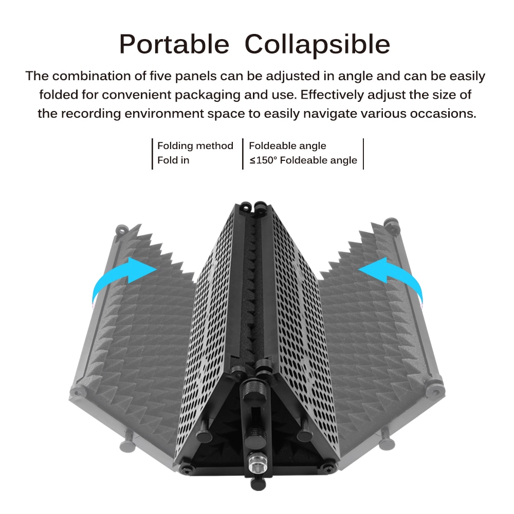 Foldable Studio Microphone Isolation Shield Recording Sound Absorber Foam Studio Soundproofing Pane Panel