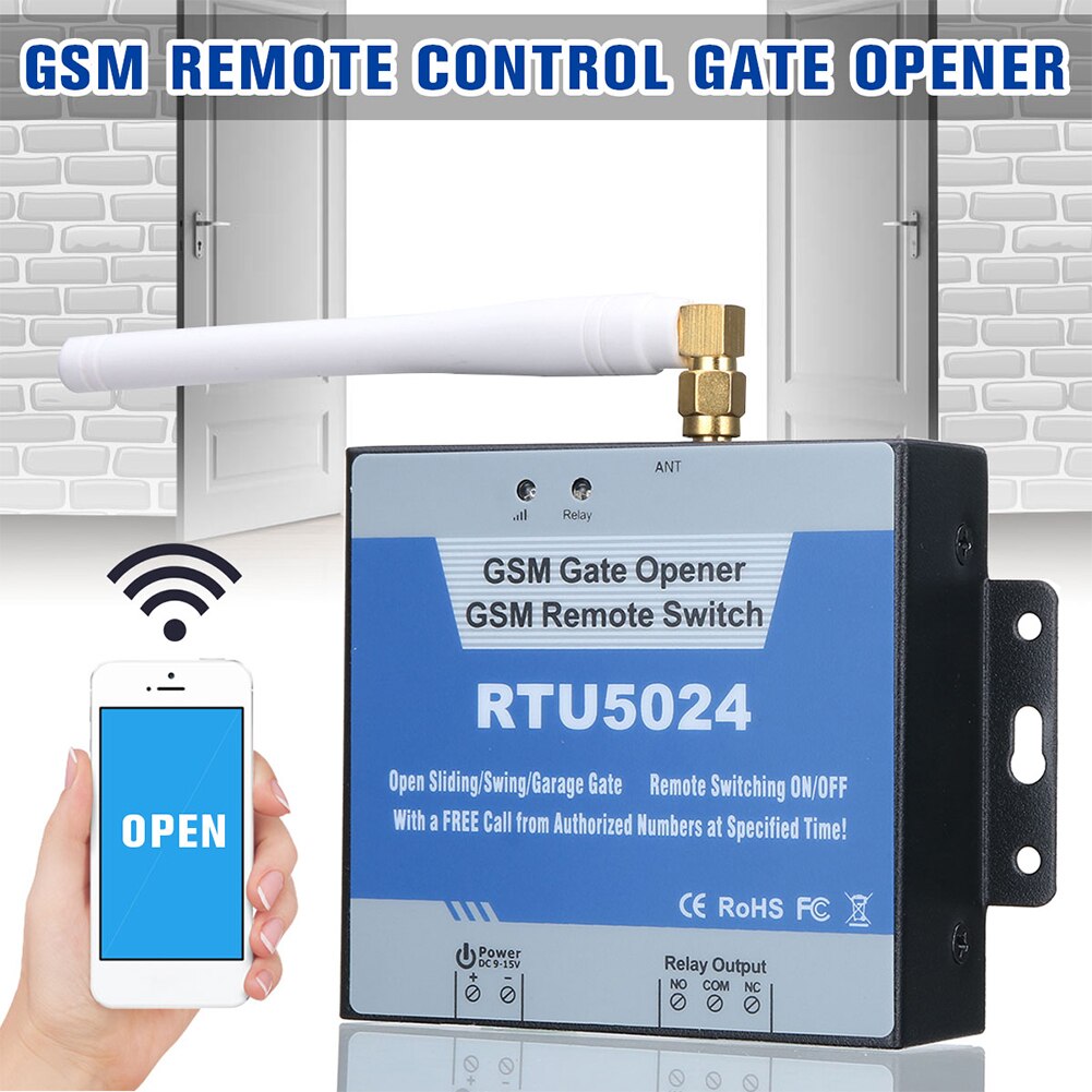 Rtu 5024 gsm portåbner relæ trådløs fjernbetjening on / off dør adgang switch hjem gratis opkald quad-band 850/900/1800/1900 mhz