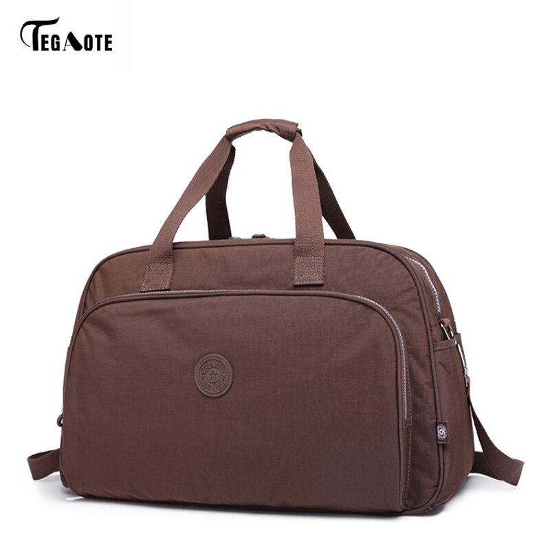 TEGAOTE herren Wasserdichte Frauen Reisetasche Große Kapazität Reise Tasche Frauen Nylon Gepäck Reise Duffle Handtaschen unisex 283: braun