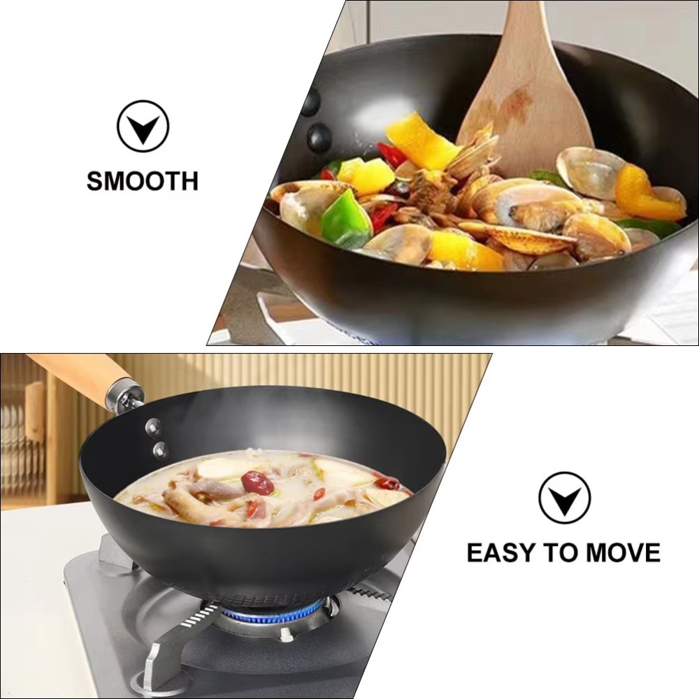 Hand-forged Mini Frying Pan Nonstick Uncoated Iron Pot Saucepan Kitchen Supplies with Lid Cast Iron Wok Gas Induction Cooker