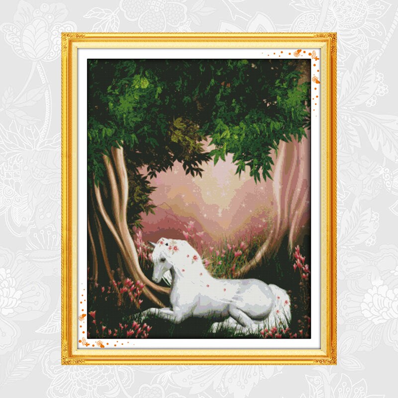 Joy Sunday Unicorn Series Embroidery 11CT Printed Fabric 14CT Canvas DMC Counted Chinese Cross Stitch Kits Crafts Home Decor