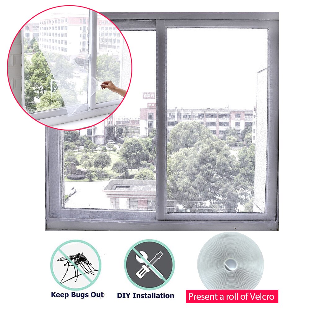 Window Screen Mosquito Net Curtain Fly Mosquito Window Net Mesh Indoor Insect Fly Screen Curtain Mesh Bug Net with Tape