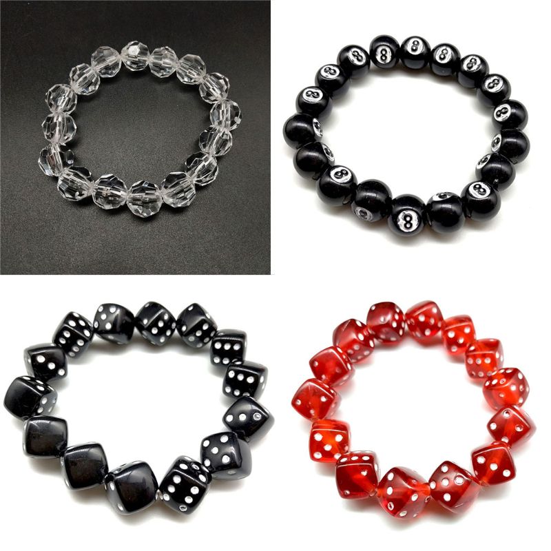 Colorful Acrylic Dice Beads Stretch Bracelets Funny Game Lucky Dice Bracelets