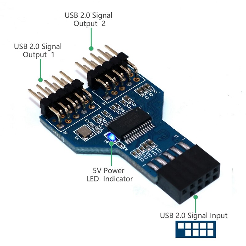 3-Port USB 2.0 Hub Module Vertical Installation for Desktop, Keyboard, Mouse, USB Flash Drive