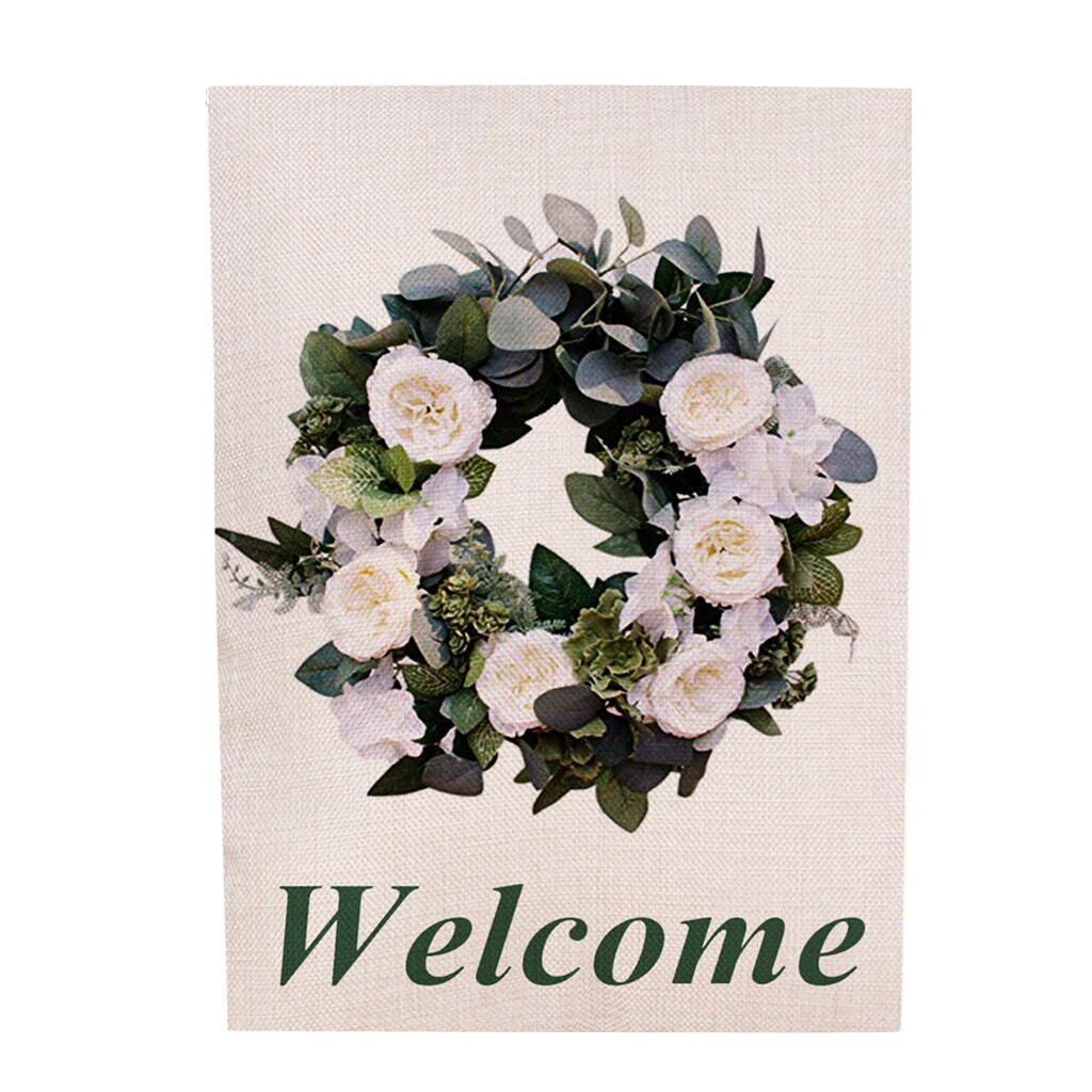 Welcome Wreath Small Garden Flag Vertical 12.5 x 18 Inch Yard Outdoor Decor Flag Garden Decoration Garden Flags