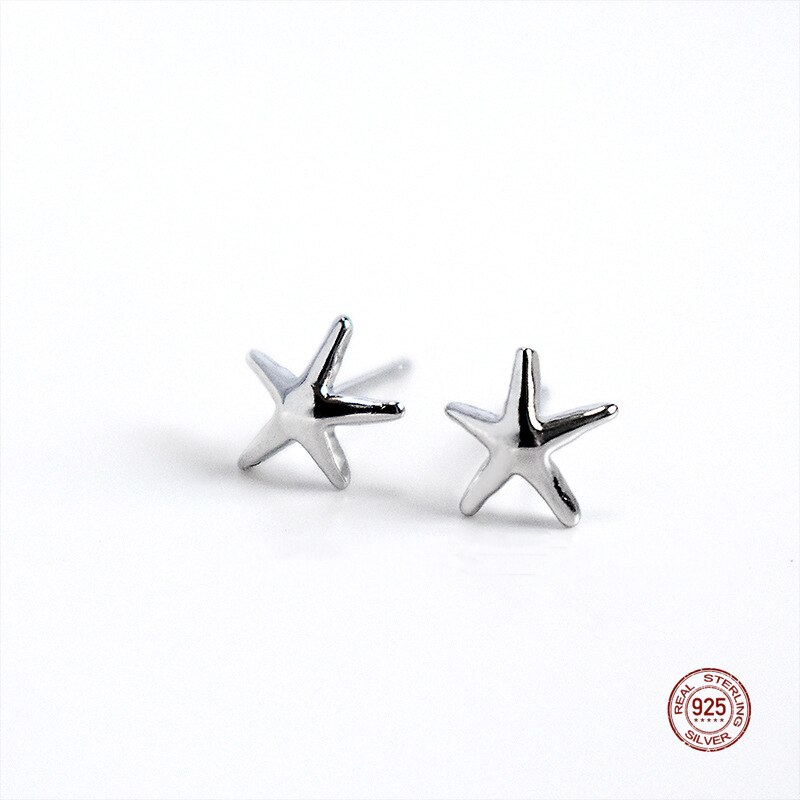 LKO 925 Sterling Silver A Pair Starfish Stud Earring For Women's Sparkling Stud Earring Jewelry Lovely Ornaments