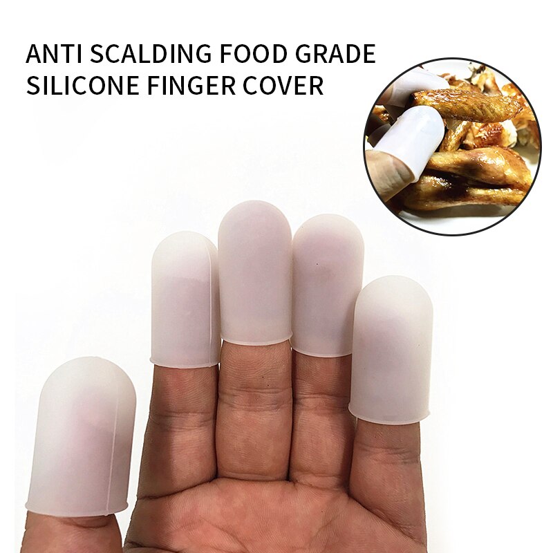 5pcs Silicone Fingers Cover Cap Fingertip Protector Insulation Finger Guard Anti-skid Set Finger Protect Barbecue Kitchen Tool