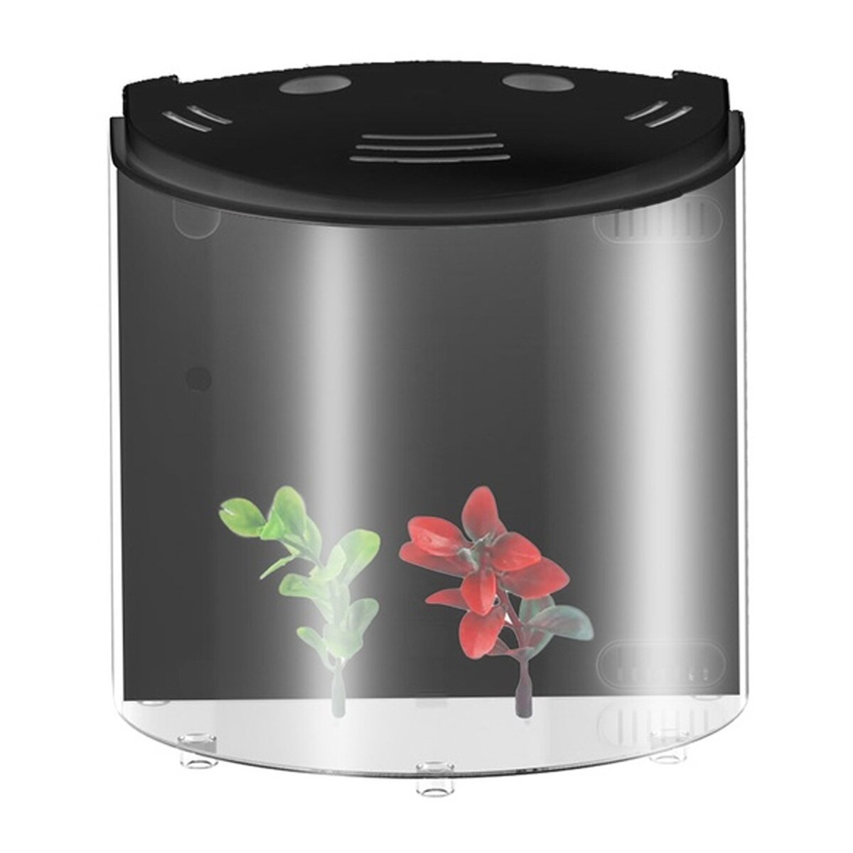 Mini Aquarium en acrylique de 5l, demi-lune, LED, USB, grande capacité, pour la maison, le bureau, fournitures pour animaux de compagnie: Black