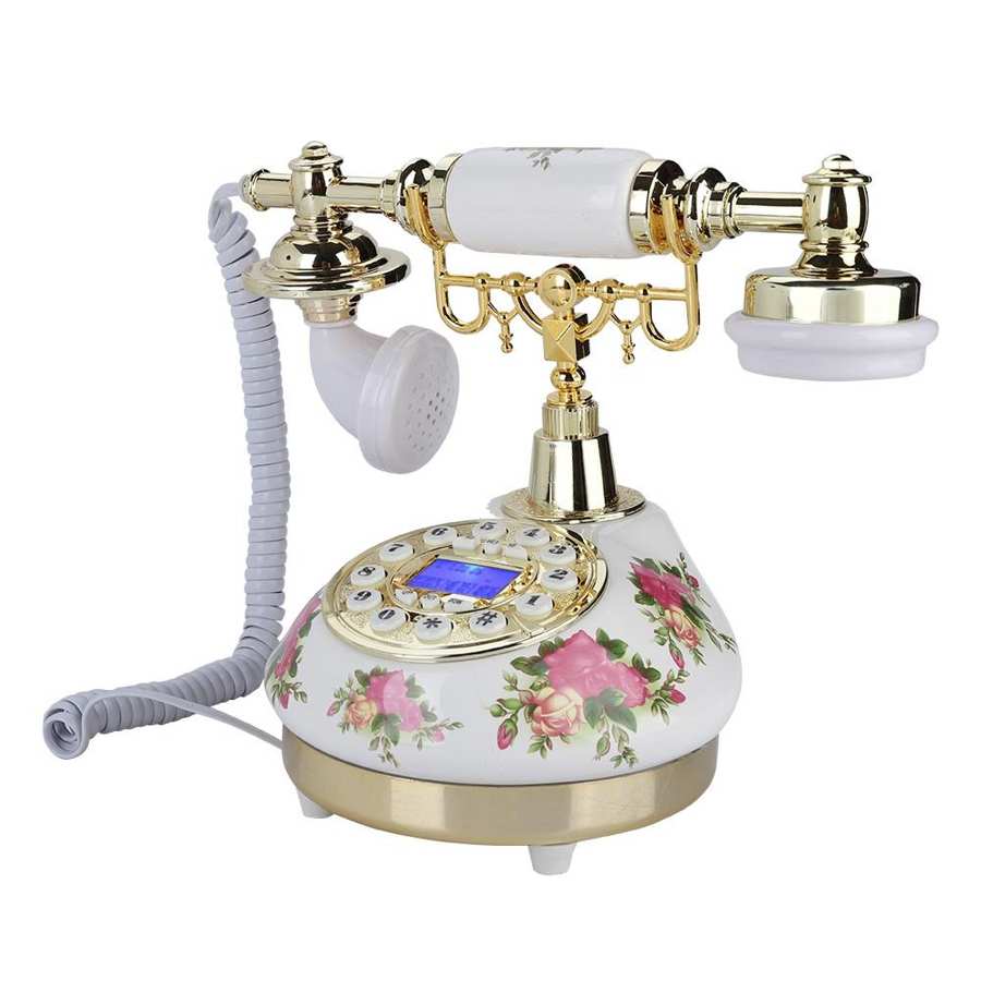 Retro Corded Telephone Desktop Wired Fixed Landline Telephone Support FSK/DTMF Dual System Line Powered Office Home Hotel