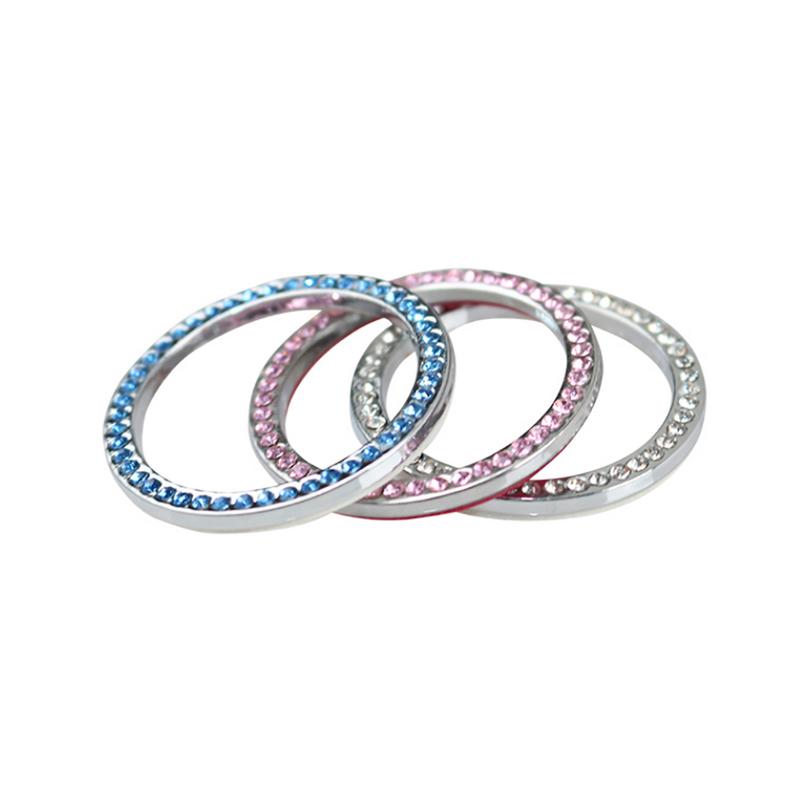 Interruptor de arranque de coche, accesorios, botón de arranque del motor, botón, adorno de anillo decorativo de cristales brillantes