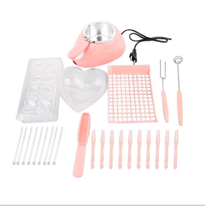 Duurzaam Chocolade Smeltkroes Elektrische Fondue Smelter Machine Set Diy Tool Eu Plug Roestvrij Staal & Plastic Diy Keuken tool: WHITE