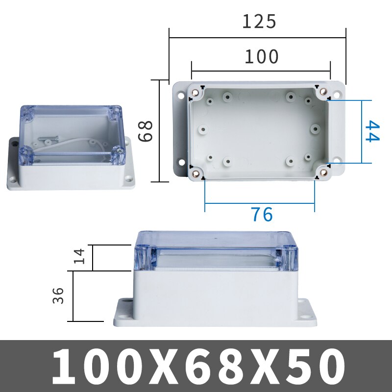 IP67 Plastic Transparent Box Waterproof Enclosure Electronic Project Outdoor Instrument Electrical Project Box Junction Housing: 100-68-50