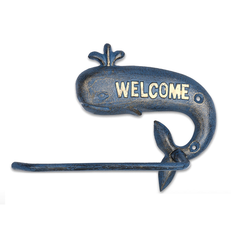 Cast Iron Paper Towel Holder Whale Paper Holder Coat Hook Towel Rack Bathroom Organizer Kitchen Roll Paper Holder: Default Title