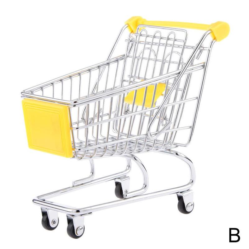 Leuke Mini Winkelwagen Supermarkt Handcart Opslag Kinderen Speelgoed Kantoor Home Decor Prachtig Speelgoed Voor Kinderen: QWE5260B