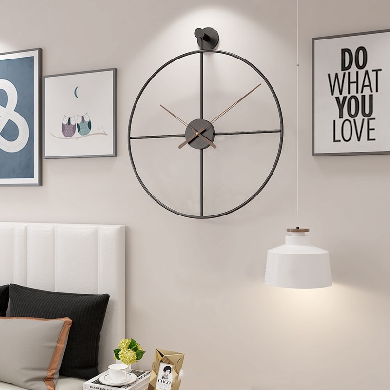 Reloj de pared de estilo nórdico de Metal grande, 40cm, para el hogar, dormitorio, arte del hierro, decoración del hogar