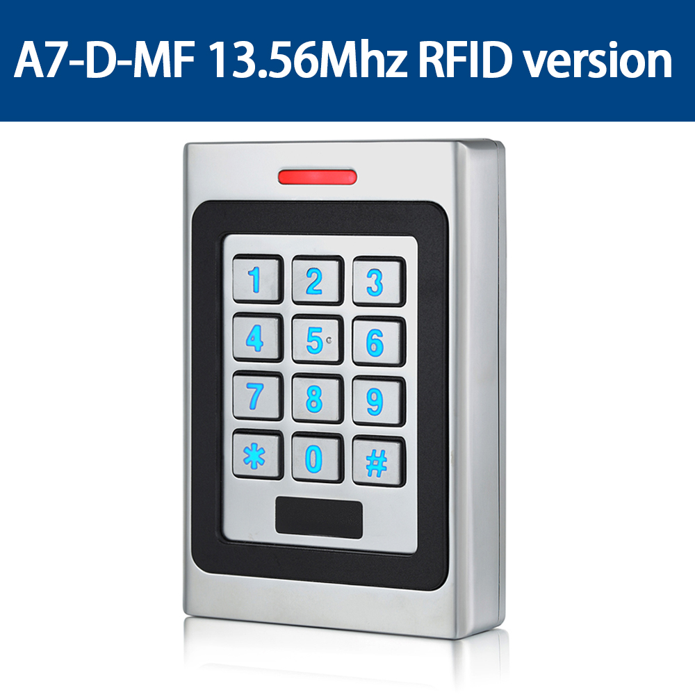 Dør Adgangskontrol Tastatur RFID Læser - 2000 Brugere - Wiegand Input/Output - Elektrisk Lås - Udendørs Dørklokke - IP67 - Zinklegering: Mørkegrå