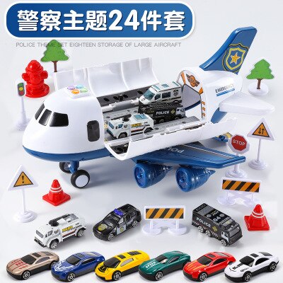 Kinderen Speelgoed Vliegtuig Grote Jongen Baby Politie Legering Auto Parkeerplaats Grote Vliegtuig Model Speelgoed Auto: Policemen 24 pcs