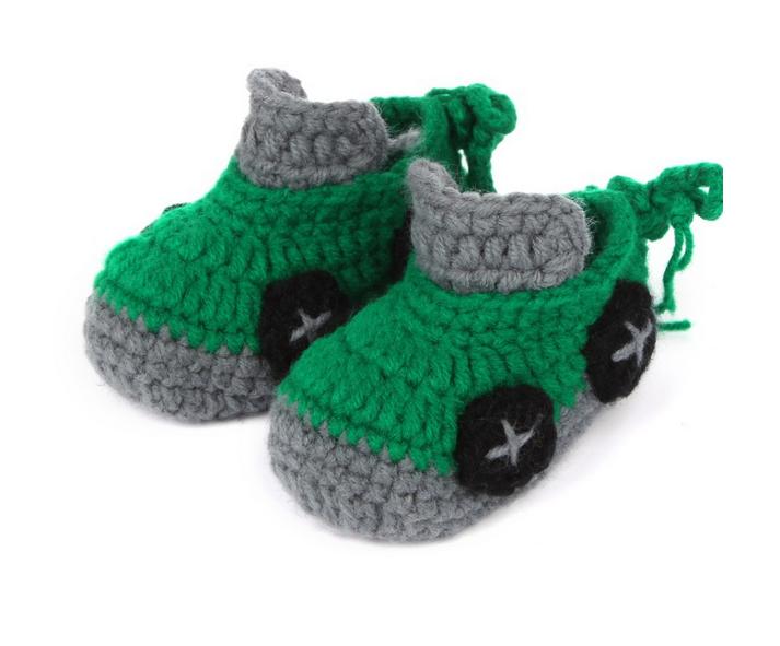 1Pair soft-soled baby boys girls colors car shape handwork knit toddler shoes children's crib shoes 11cm: Beige