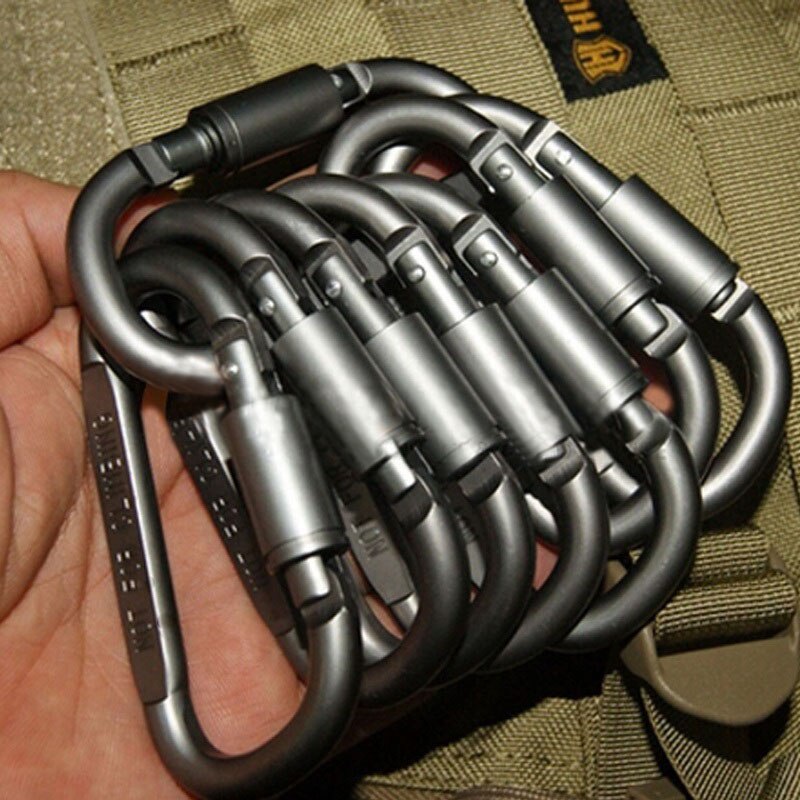 Klämma utomhus spänne nyckelring kedja skruv hänga quickdraw karbinhake klättra läger överleva vandring 2 st d ring karbinhake spänne aluminium