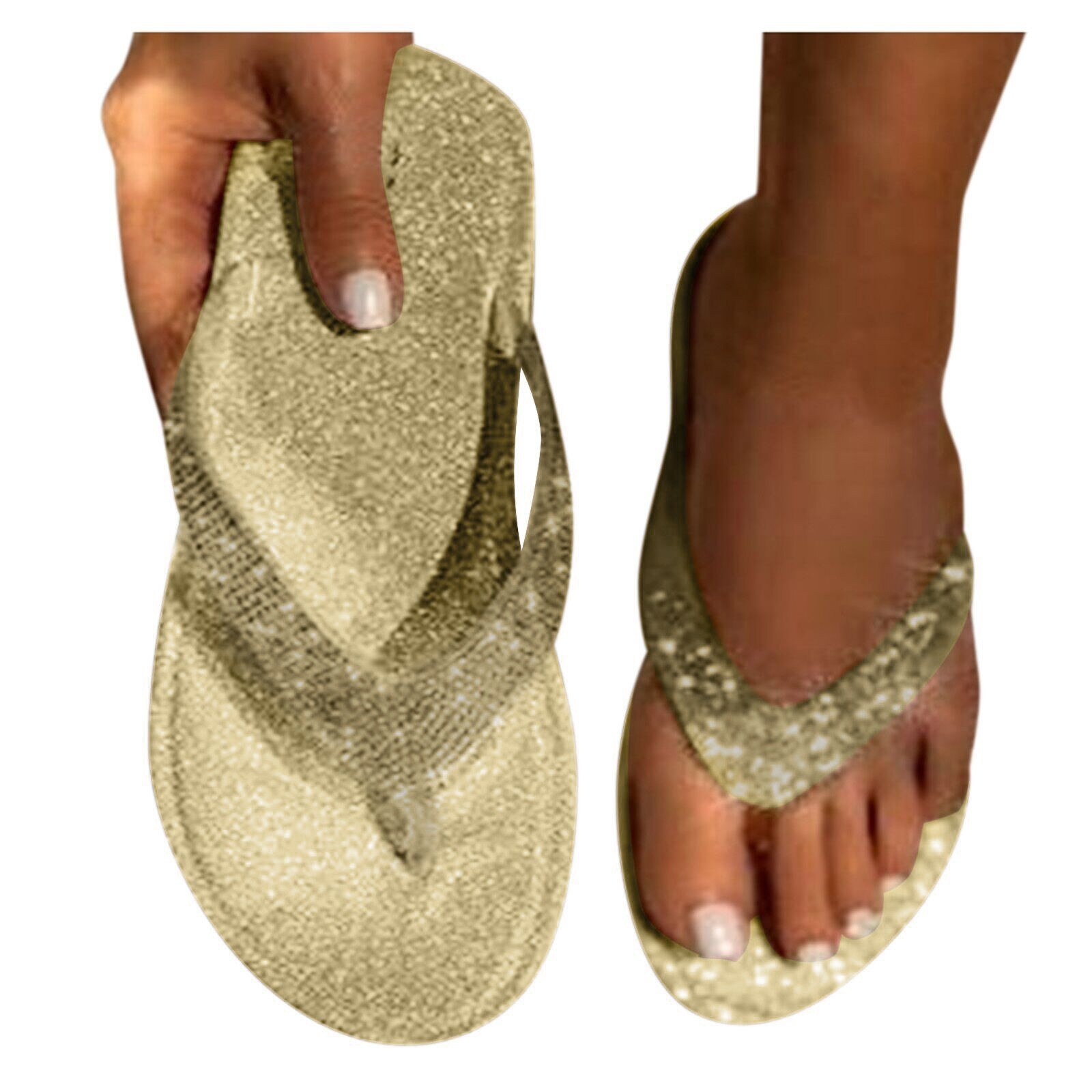40# Glitter Slippers Women Summer Sandals Bling Female Candy Color Flip Flops Beach Diamond Shoes Outdoor Sandals