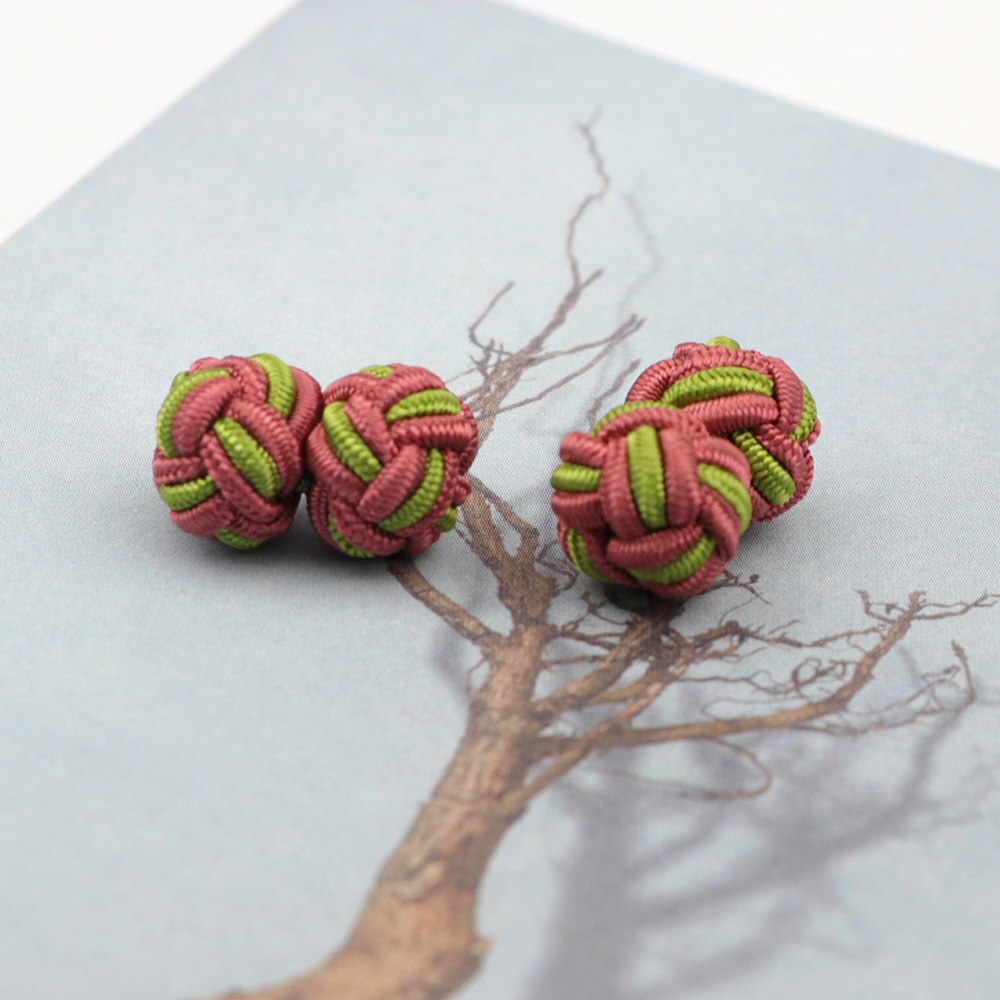 Novità nodi di Seta CufflinksMixed Tre Colori FAI DA TE Intrecciato Handmade Elastico Corda Doppia Sfera Gemelli Per Gli Uomini Regalo NO.1-20: 6