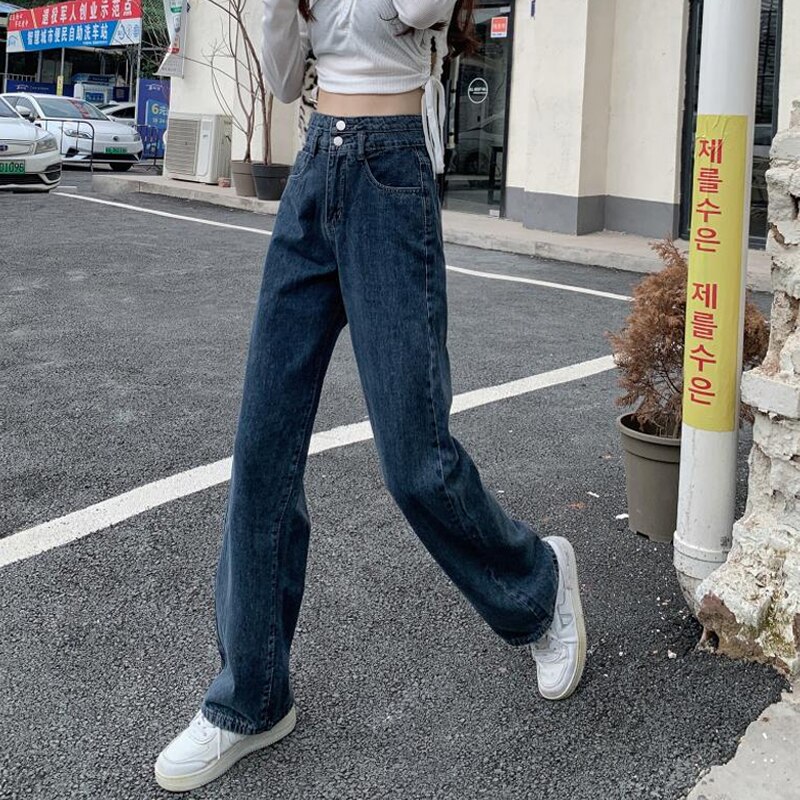 Jean Vintage bleu Patchwork pour Femme, pantalon à jambes larges, Streetwear, ample, printemps, 2022